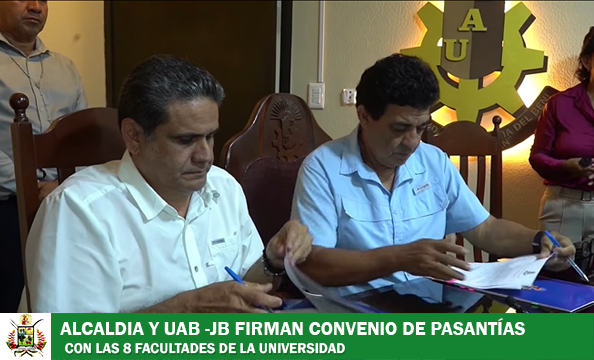 GAM TRINIDAD Y UAB JOSÉ BALLIVIAN FIRMA CONVENIO MARCO DE PASANTÍAS CON LAS 8 FACULTADES DE LA UNIVERSIDAD